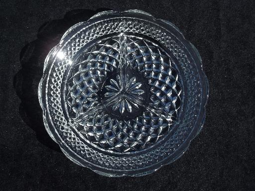 photo of Wexford pattern glass cranberry tray and spoon, divided relish dish plate #3