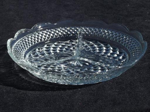 photo of Wexford pattern glass cranberry tray and spoon, divided relish dish plate #4