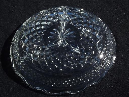 photo of Wexford pattern glass cranberry tray and spoon, divided relish dish plate #5