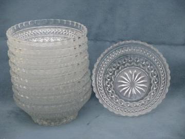 catalog photo of Wexford waffle pattern pressed glass bowls lot, vintage Anchor Hocking