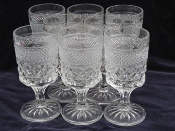 catalog photo of Wexford waffle pattern pressed glass goblets, claret wine glasses, Anchor Hocking