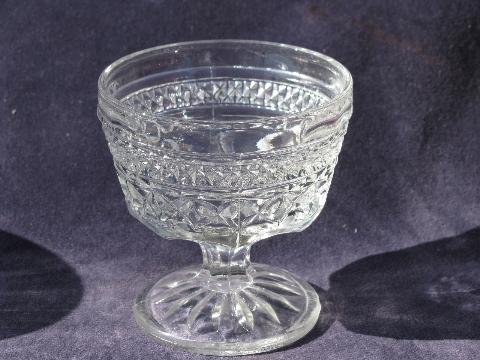 photo of Wexford waffle pattern pressed glass sherbets or ice cream dishes, vintage Anchor Hocking #2