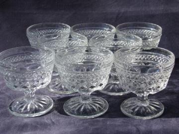 catalog photo of Wexford waffle pattern pressed glass sherbets or ice cream dishes, vintage Anchor Hocking