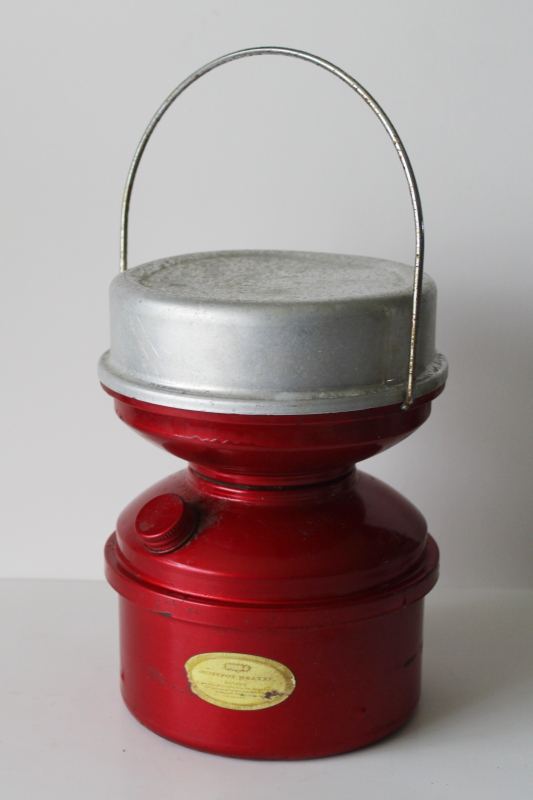 photo of Wham-o Hotspot heater, flameless camp stove red metal white gas burner, vintage camping equipment #3