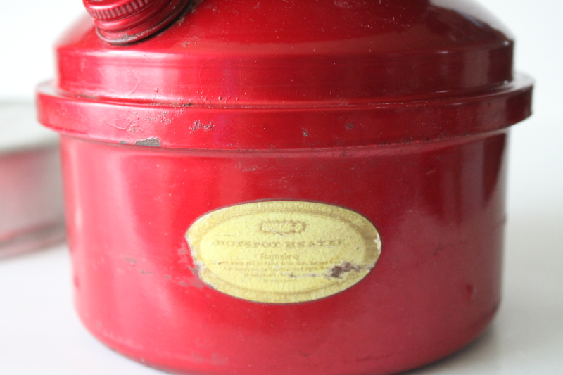 photo of Wham-o Hotspot heater, flameless camp stove red metal white gas burner, vintage camping equipment #6
