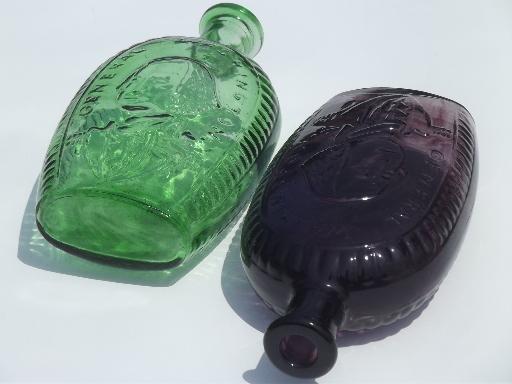 photo of Wheaton vintage antique reproduction bottles, green & amethyst glass bottle lot #8