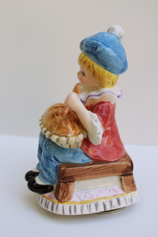 photo of Whistle a Happy Tune music box vintage Lefton Little Jack Horner nursery rhyme character #2
