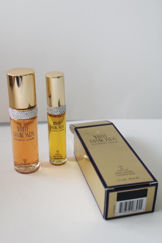 photo of White Diamonds EDT eau de toilette 1 oz spray in box and smaller partial bottle #1