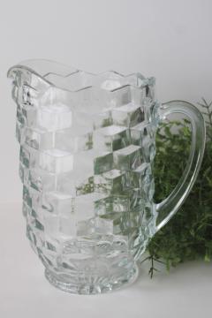 catalog photo of Whitehall cube pattern glass pitcher, vintage Colony glass Fostoria American inspired 