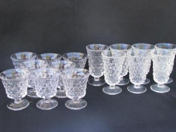 catalog photo of Whitehall cube pattern, vintage parfait glasses & ice cream sherbet dishes
