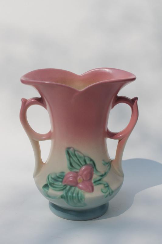 photo of Wildflower Hull art pottery vase, vintage USA matte glaze ceramic retro pastel colors #1