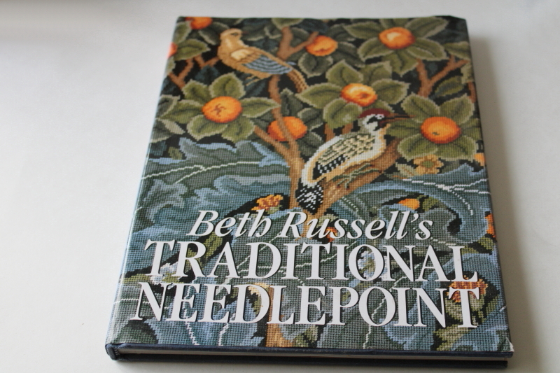 photo of William Morris Arts & Crafts inspired designs charted for needlepoint, antique style florals vintage needlework book #1