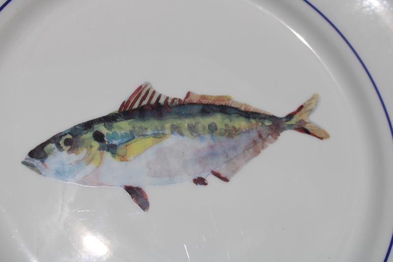 photo of Williams Sonoma La Mer fish pattern china dinner plate vintage 2008-10 #2