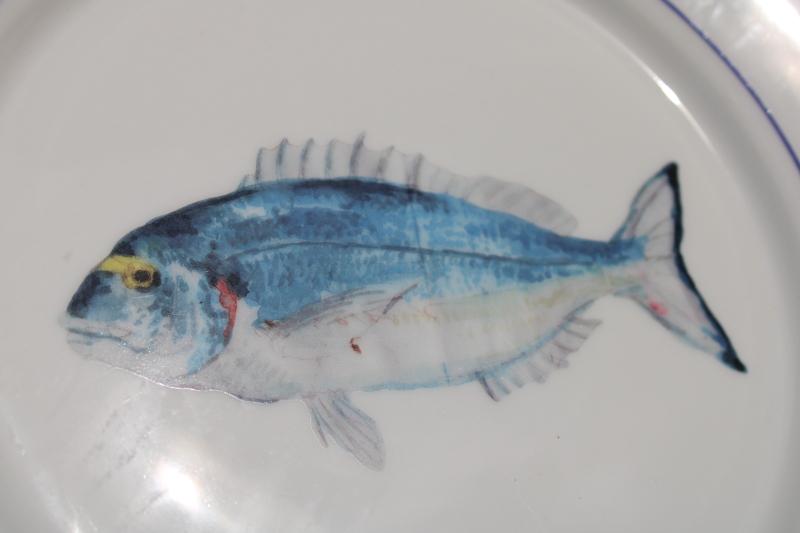 photo of Williams Sonoma La Mer fish pattern china dinner plate vintage 2008-10 #2