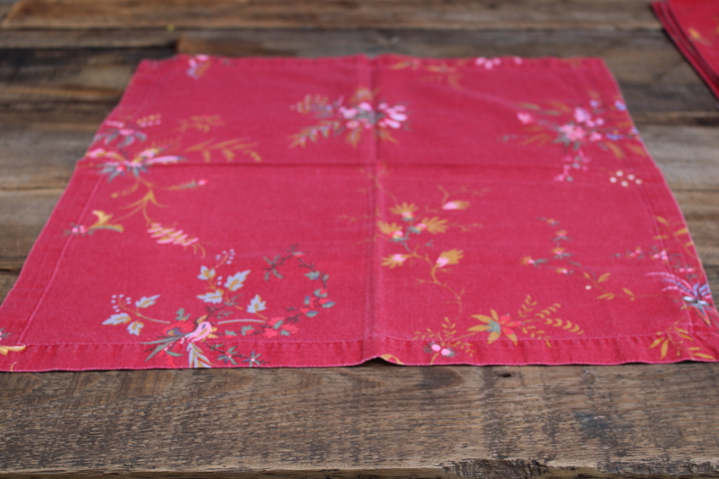 photo of Williams Sonoma Marc Lacaze roosters on red placemats & napkins set, french country style  #4