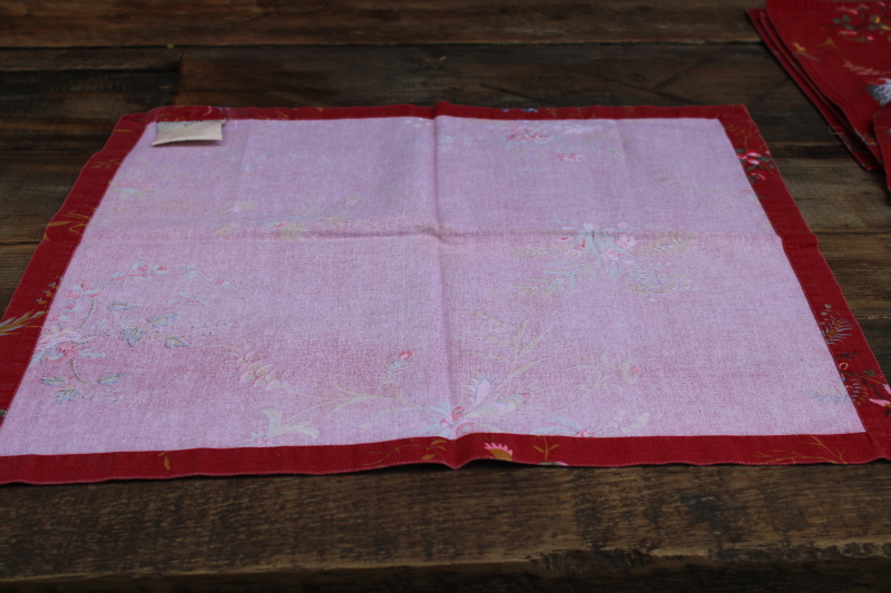 photo of Williams Sonoma Marc Lacaze roosters on red placemats & napkins set, french country style  #5