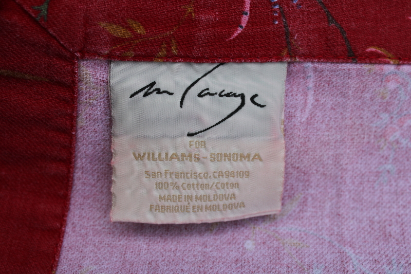 photo of Williams Sonoma Marc Lacaze roosters on red placemats & napkins set, french country style  #6