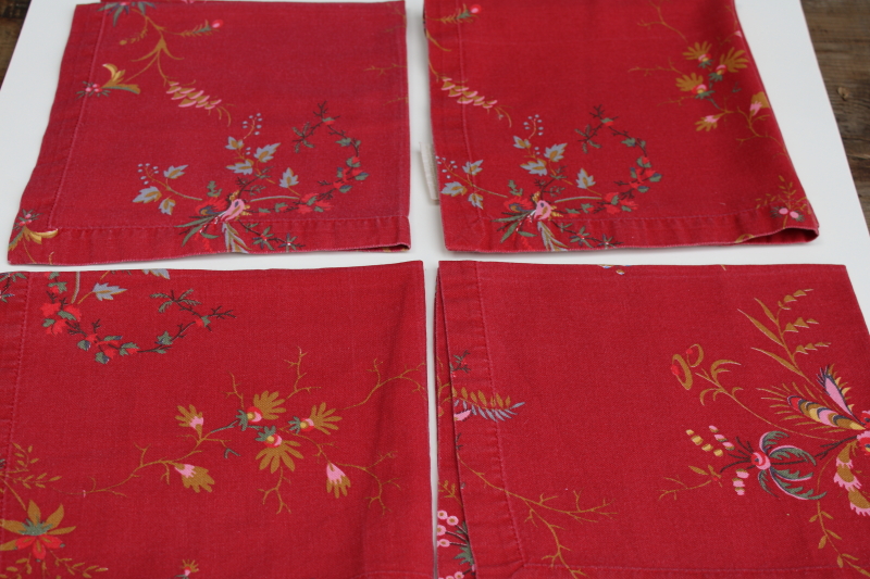 photo of Williams Sonoma Marc Lacaze roosters on red placemats & napkins set, french country style  #7