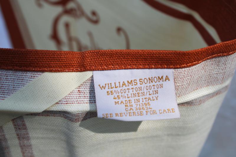 photo of Williams Sonoma Thanksgiving Greetings vintage turkey print cotton towel made in Italy #4