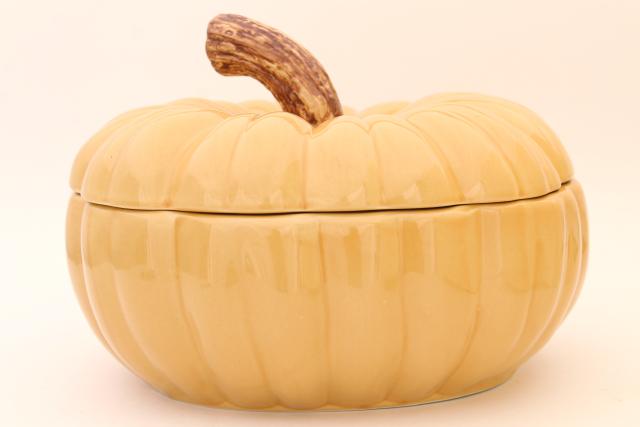 photo of Williams Sonoma fall pumpkin soup tureen & set of 8 covered bowls for Halloween Thanksgiving #4
