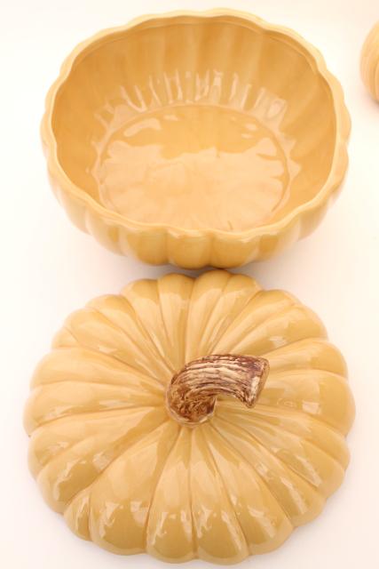 photo of Williams Sonoma fall pumpkin soup tureen & set of 8 covered bowls for Halloween Thanksgiving #9