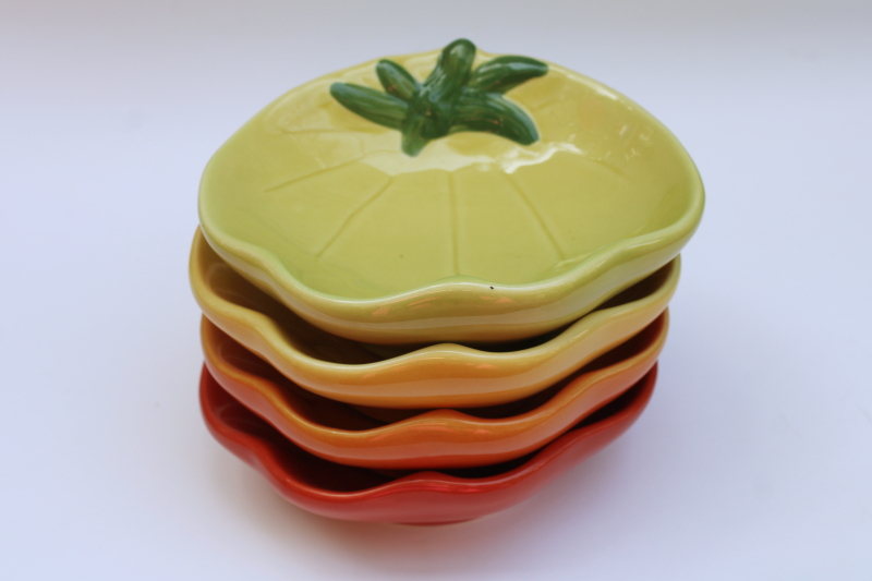 photo of Williams Sonoma heirloom tomato bowls set, red, orange, yellow, green tomatoes #3