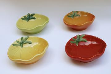catalog photo of Williams Sonoma heirloom tomato bowls set, red, orange, yellow, green tomatoes 