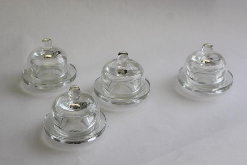 photo of Williams Sonoma individual covered butter dishes w/ glass cloche dome covers #1