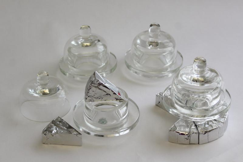 photo of Williams Sonoma individual covered butter dishes w/ glass cloche dome covers #4