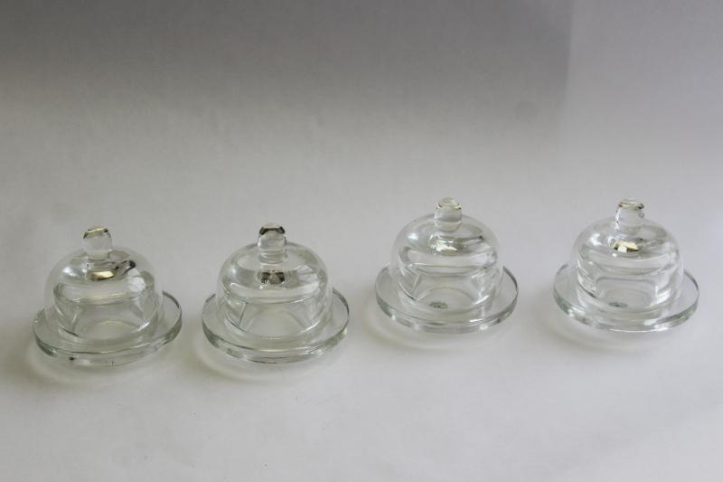 photo of Williams Sonoma individual covered butter dishes w/ glass cloche dome covers #7