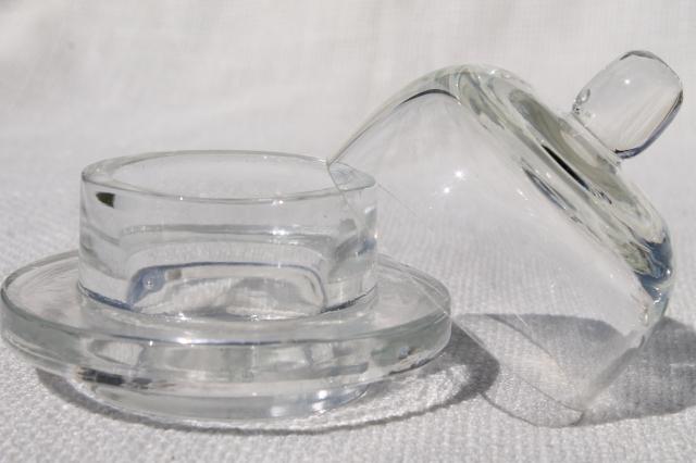 photo of Williams Sonoma individual covered butter dishes, little plates w/ glass cloche dome covers #2
