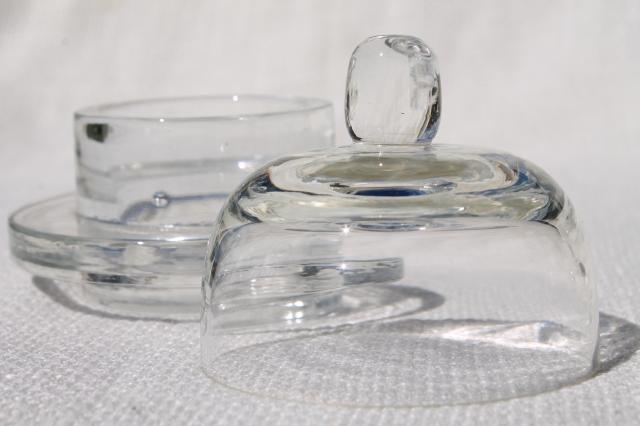 photo of Williams Sonoma individual covered butter dishes, little plates w/ glass cloche dome covers #8