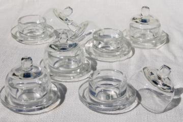 catalog photo of Williams Sonoma individual covered butter dishes, little plates w/ glass cloche dome covers