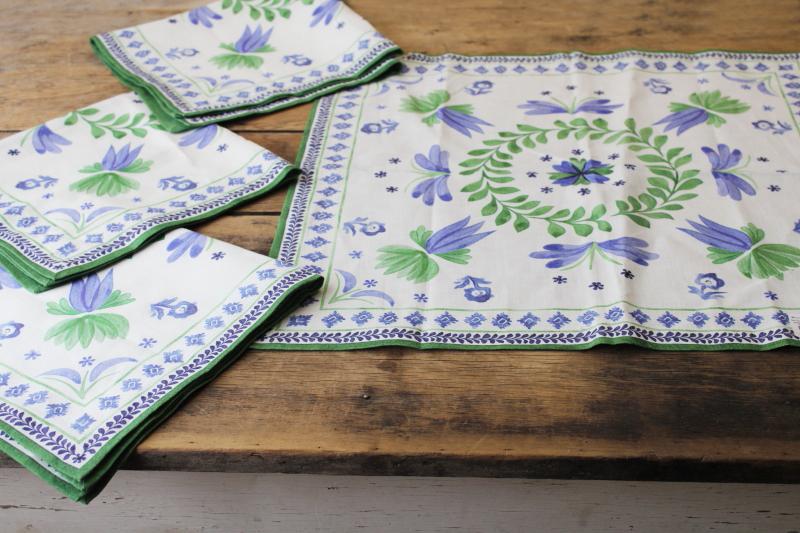 photo of Williams Sonoma linen cotton cloth napkins, Ardsley Aerin Lauder blue green print #1