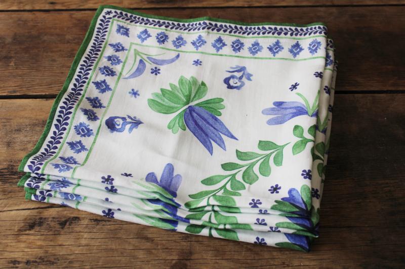 photo of Williams Sonoma linen cotton cloth napkins, Ardsley Aerin Lauder blue green print #5