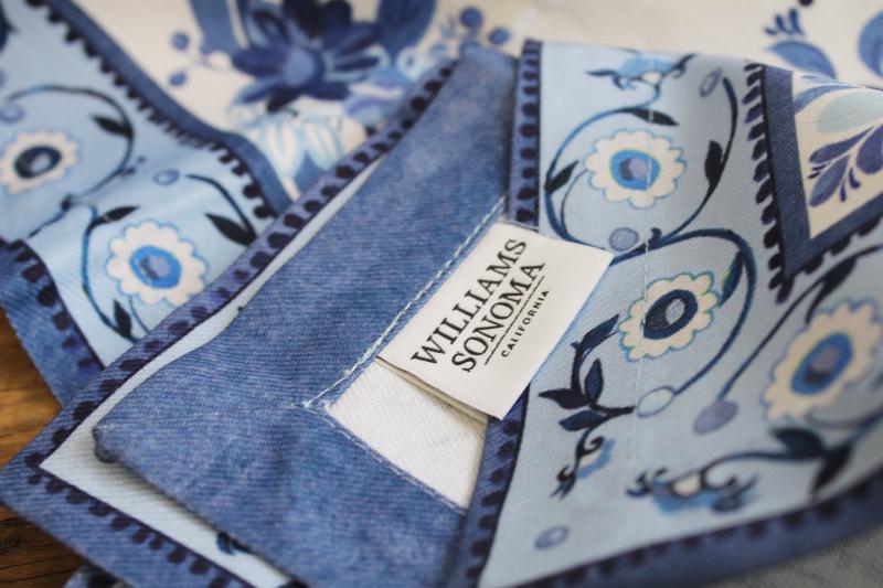 photo of Williams Sonoma napkins, never used, blue and white floral print cotton #2