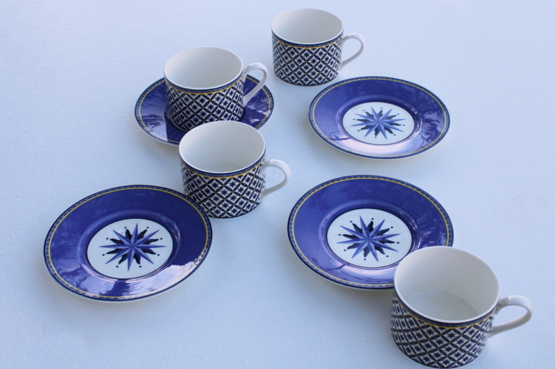 photo of Williamsburg blue & white star Victoria & Beale porcelain china cups and saucers #2