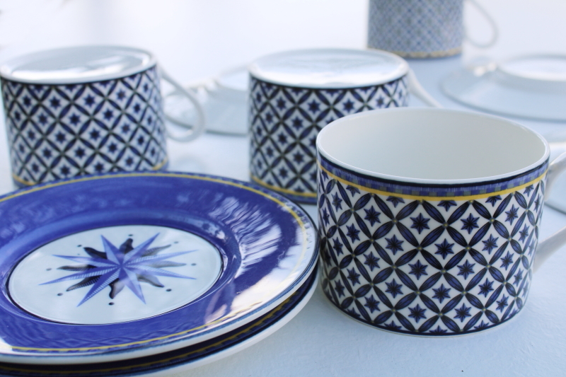 photo of Williamsburg blue & white star Victoria & Beale porcelain china cups and saucers #4