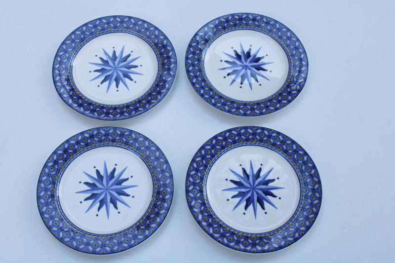 photo of Williamsburg blue & white star Victoria & Beale porcelain china set of salad plates #1