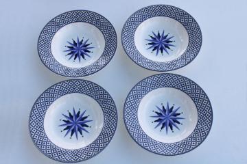 catalog photo of Williamsburg blue & white star Victoria & Beale porcelain china set of soup bowls