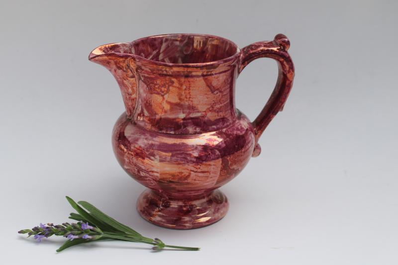 photo of Williamsburg pottery vintage pink copper luster creamer jug pitcher Joseph Palin Thorley #1