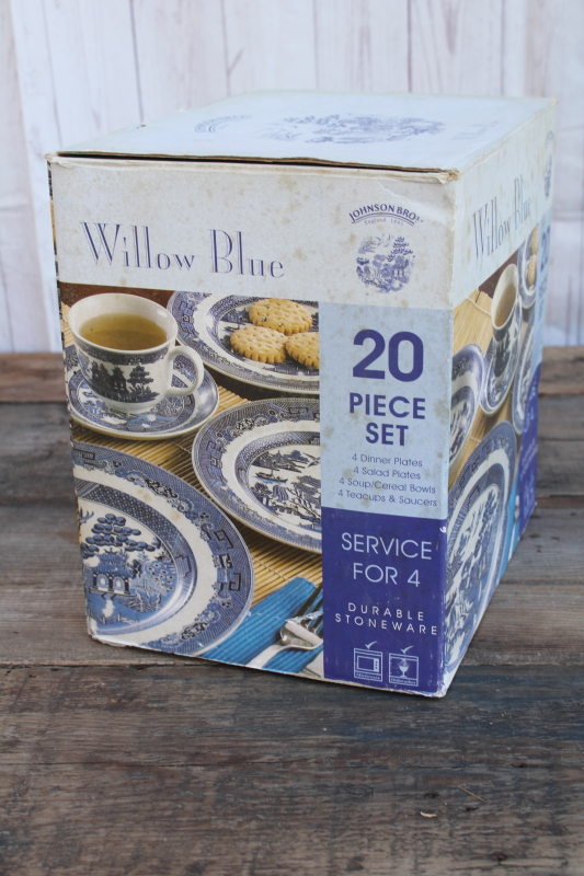 photo of Willow blue & white china new in box Johnson Bros 20 piece set for 4, vintage 2004 #4