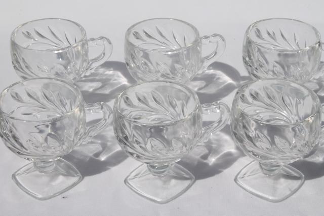 photo of Willow pattern vintage crystal clear Indiana glass footed punch cups set of 6 #1