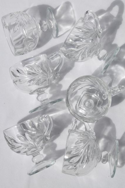 photo of Willow pattern vintage crystal clear Indiana glass footed punch cups set of 6 #5