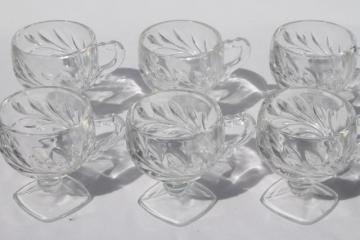 catalog photo of Willow pattern vintage crystal clear Indiana glass footed punch cups set of 6