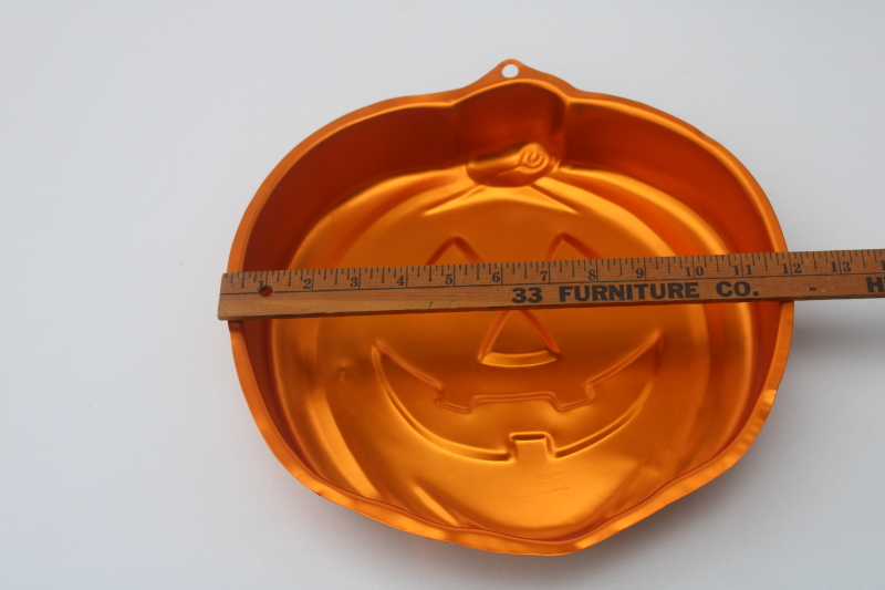 photo of Wilton Halloween jack o lantern cake pan, orange aluminum baking pan mold  #5