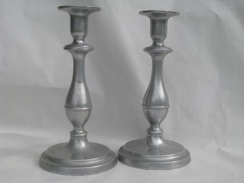 photo of Wilton armetale pewter, pair tall candlesticks, RWP mark candle sticks #1