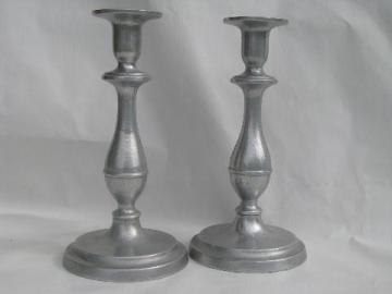 catalog photo of Wilton armetale pewter, pair tall candlesticks, RWP mark candle sticks