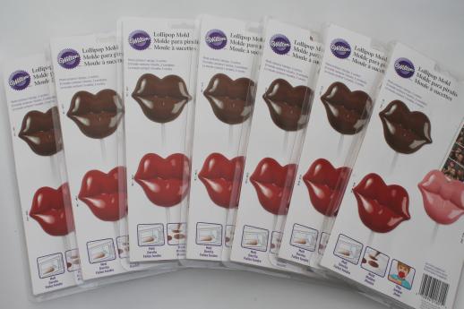 photo of Wilton hot lips lollipop molds, new       plastic mold lot for candy making, chocolate #1