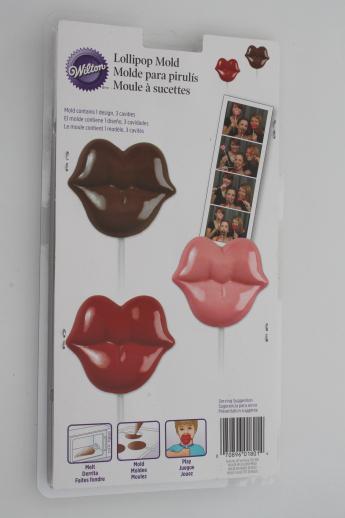 photo of Wilton hot lips lollipop molds, new       plastic mold lot for candy making, chocolate #2